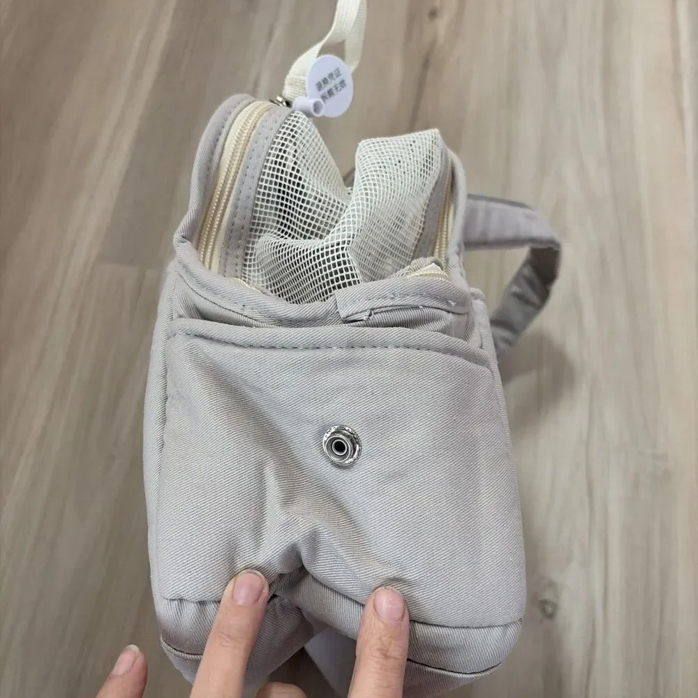 New ONECUTE Small Beige Canvas Mesh Puppy Dog Carrier Handbag Tote Travel Pet
